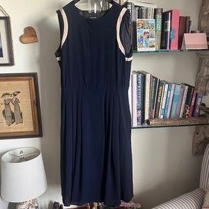 NWT - Paul Smith Black Label - Navy Wide Pleat Dress with Cream Detail